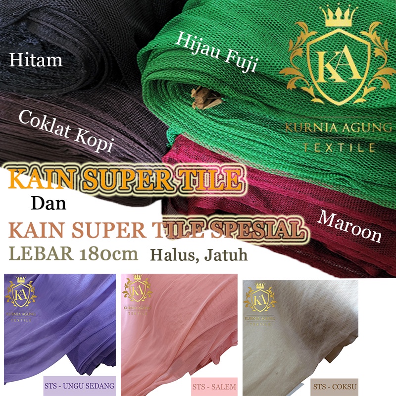 Kain TILE SUPER TILE SPESIAL Halus Jatuh Lembut Meteran dan 0.5 Meter Bahan Gamis Kebaya Murah Kualitas Premium Lebar 180cm