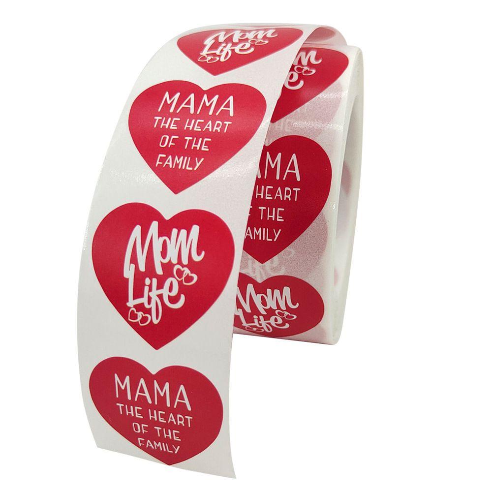 R-flower 500pcs Mother's Day Sticker Pesta Hadiah Ulang Tahun Kemasan Self-adhesive Round Mom Labels Sticker