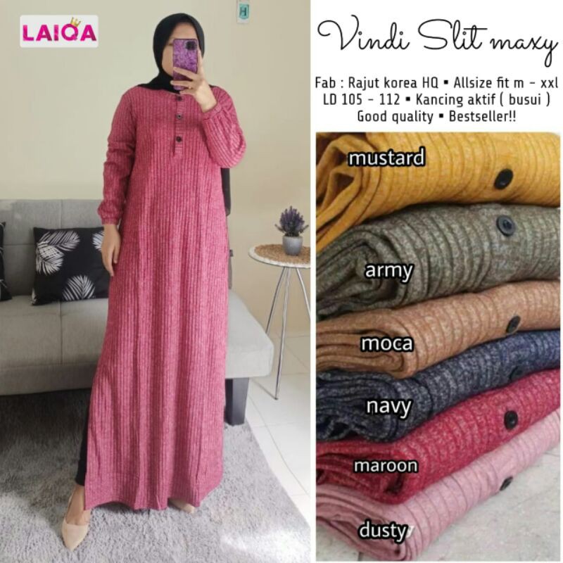 KNIT MAXI // RIVERLYN  MAXI BY HANA 2 // GAMIS KAOS // GAMIS RAJUT // GAMIS BAHAN RAJUT IMPORT