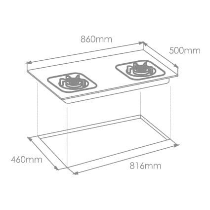 FOTILE Kompor Tanam Kaca 2 Tungku GSG86210 - BUILT-IN GAS HOB