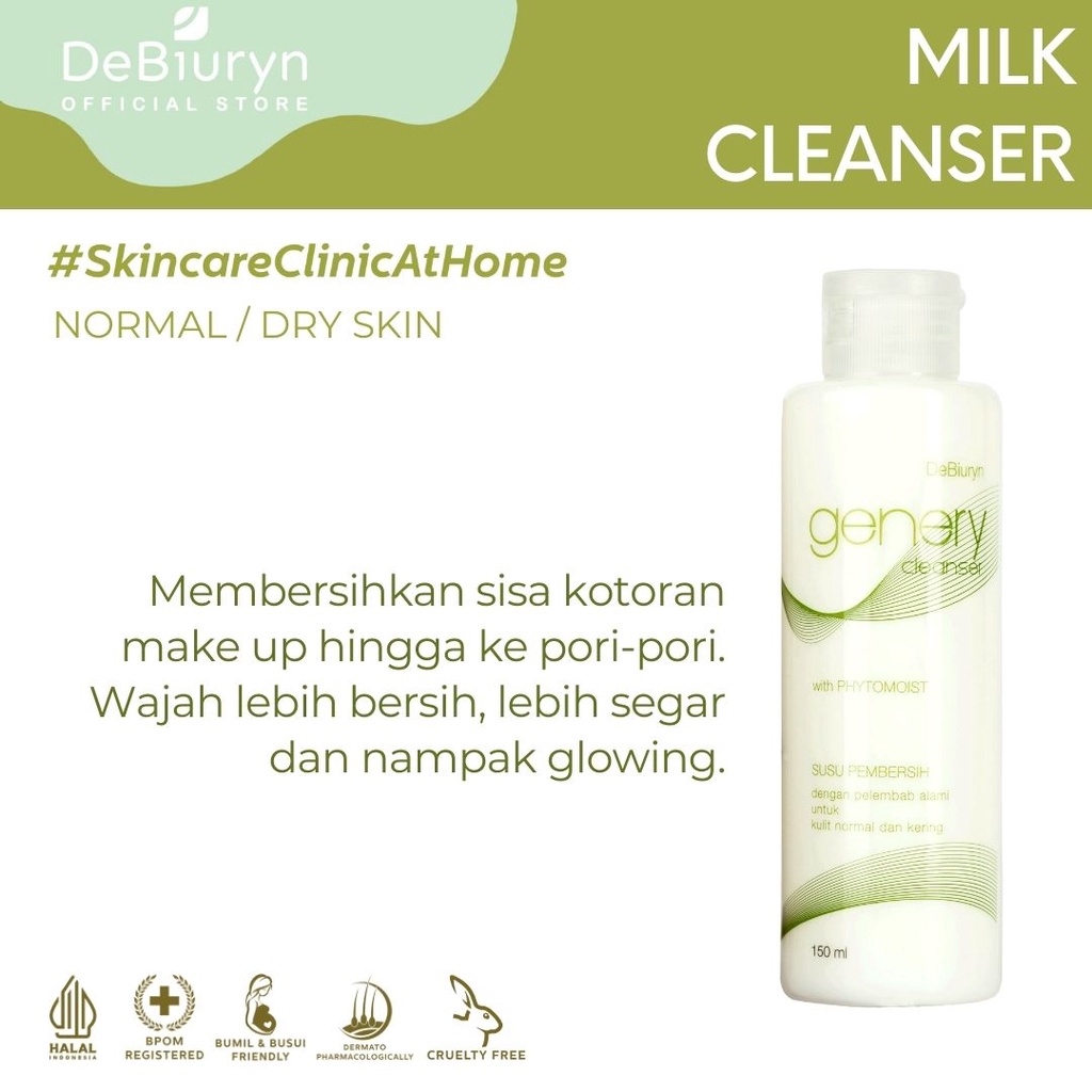 DeBiuryn Genery Cleanser - Susu Pembersih Wajah - Face Milk Cleanser - Kulit Normal / Kering / Sensi