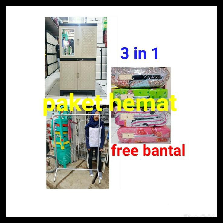 LEMARI PLASTIK / LEMARI PAKAIAN DIAMOND SUSUN 4 FULL KUNCI - susun4