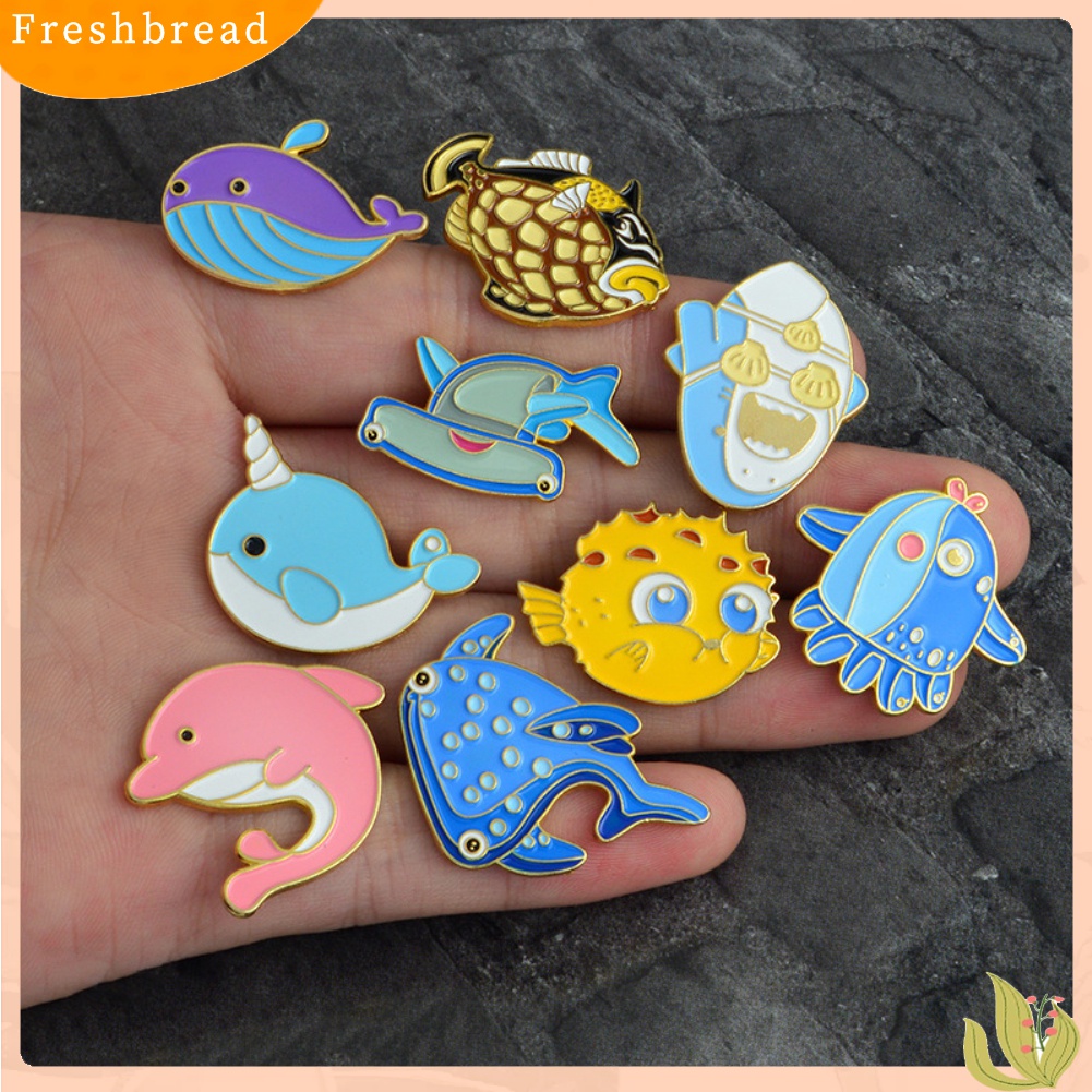 Fresh| Bros Pin Enamel Bentuk Ikan Paus / Hiu / Paus Kartun Lucu