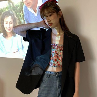 Blazer Korea Wanita Lengan Pendek Outerwear Potongan  