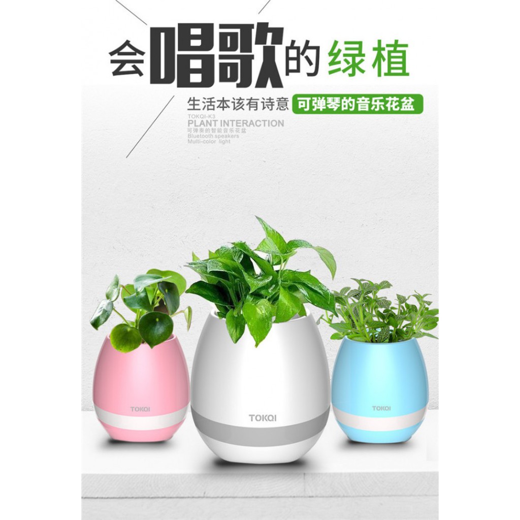 Flower Pot Vase Bluetooth Speaker with 7 Colors Mood Night Light LED