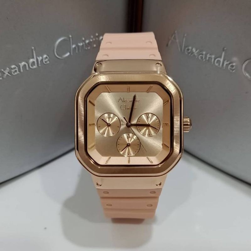 Jam Tangan Alexander Christie Wanita Rosegold Peach ac2811 Original