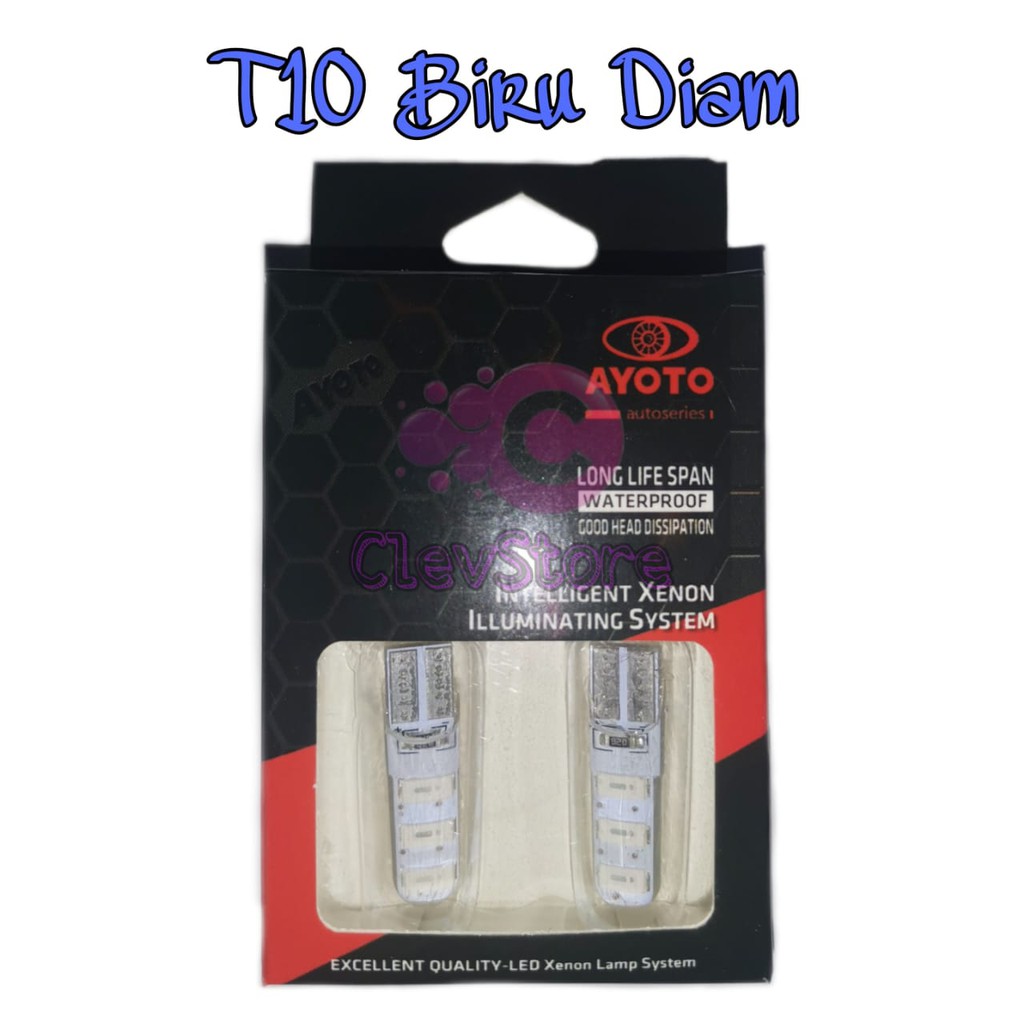 Lampu LED Motor T10 Jelly Nyala Diam Sen senja Warna Biru 2pcs (sepasang)