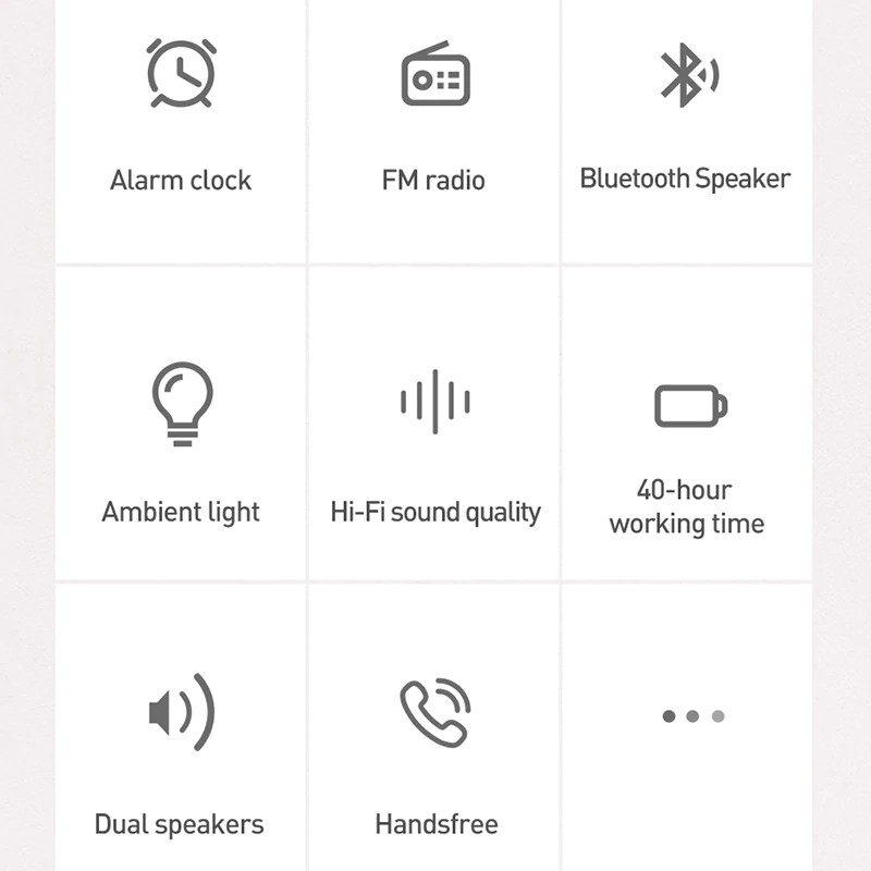 350 E09 - Light Bluetooth 4.2 Speaker Wireless Digital Alarm Clock