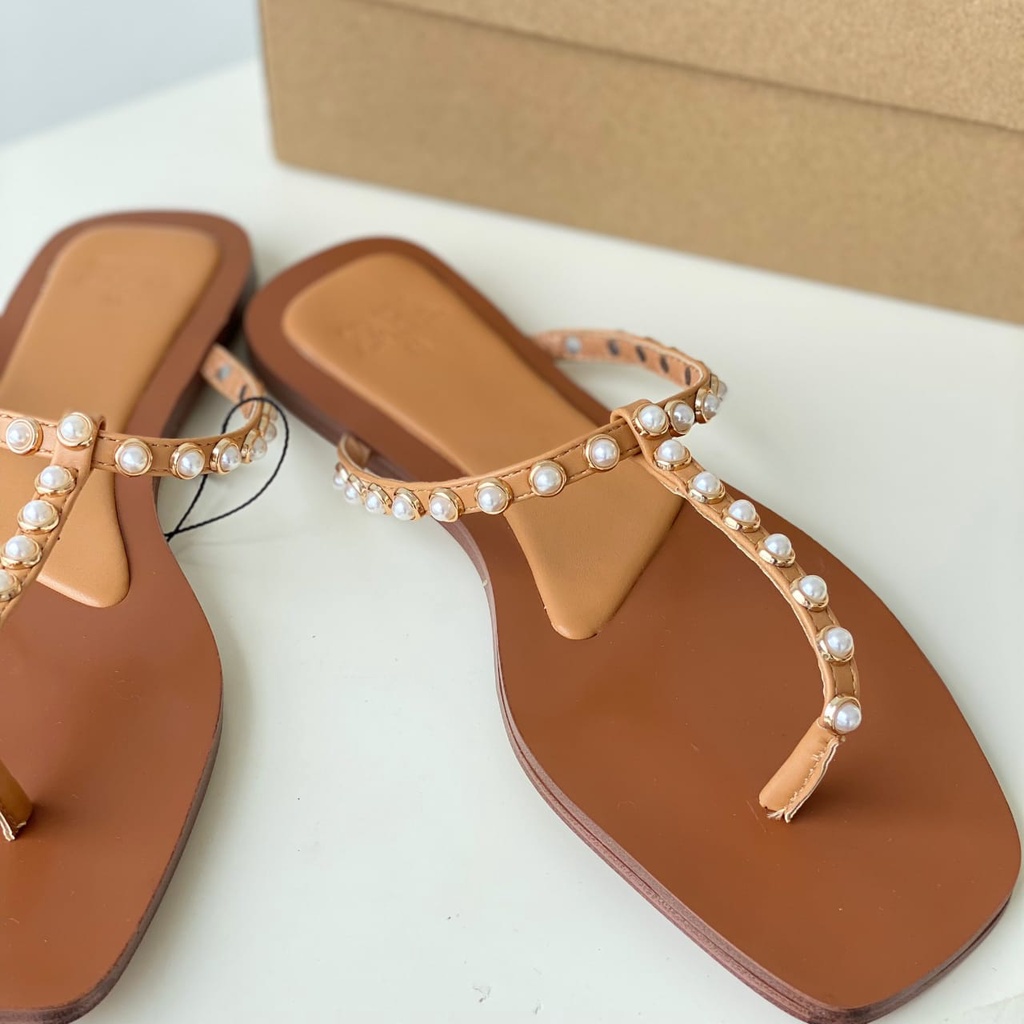 SANDAL WANITA ZS-3421 FLAT BROWN