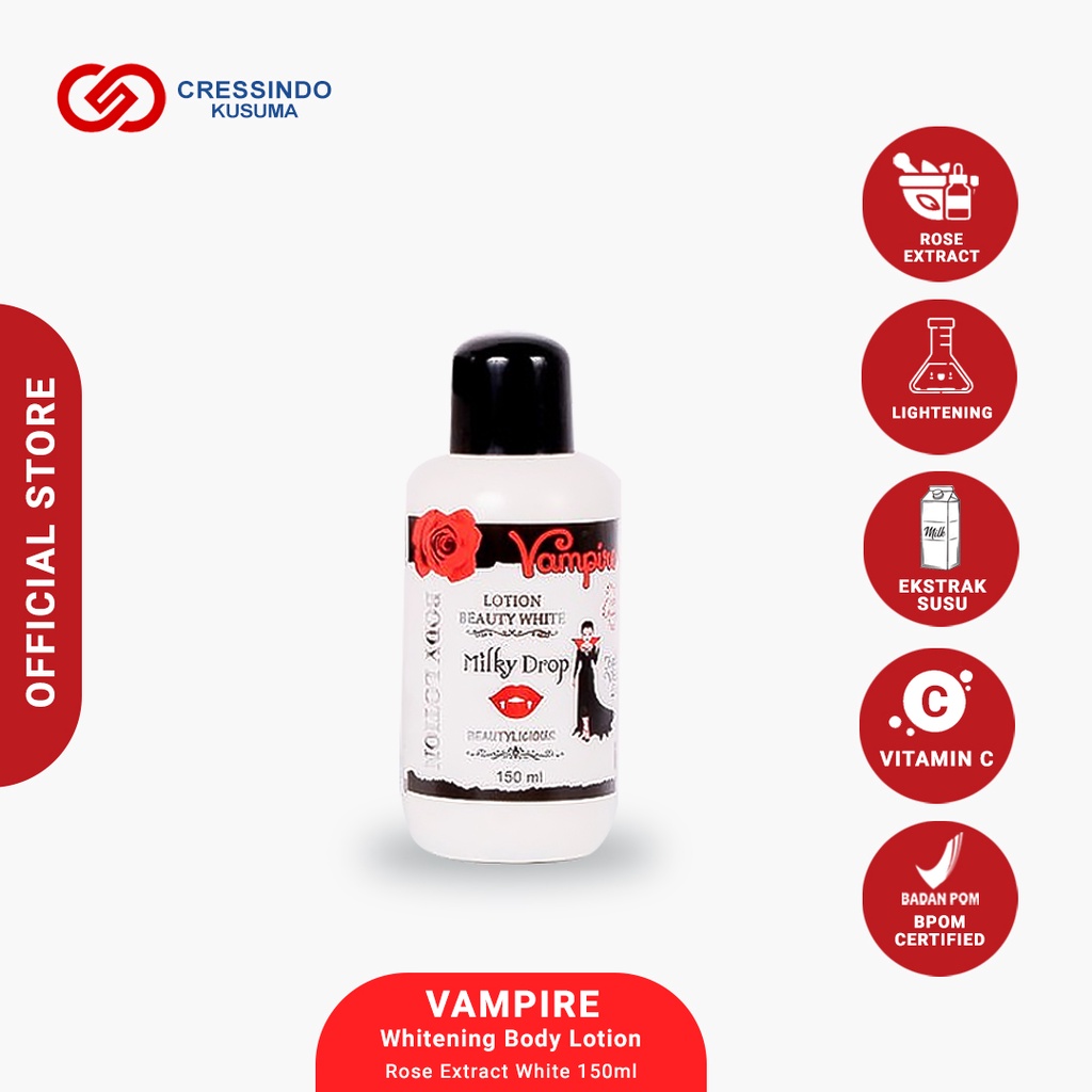 VAMPIRE Beauty White Whitening Body Lotion With Rose Extract Milky Drop