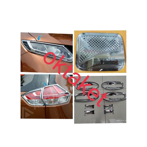 paket garnish depan belakang outer tank cover all new xtrail chrome