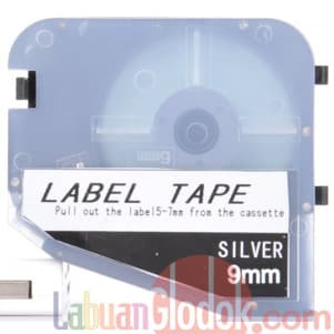 

Tape label cassette L-mark 9mm LM-409SL Black on Silver for LK320