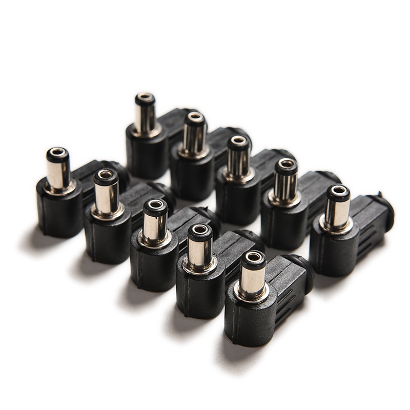 【justenjoyingg.id】10pcs Right Angle 2.1x5.5mm 2.1mm DC Power Male Plug Soldering Connector Black