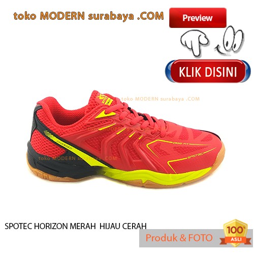 SPOTEC HORIZON MERAH HIJAU CERAH sepatu olahraga badminton kets