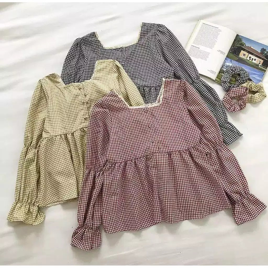 Kieva Plaid Shirt - Kemeja Tartan Lengan Terompet