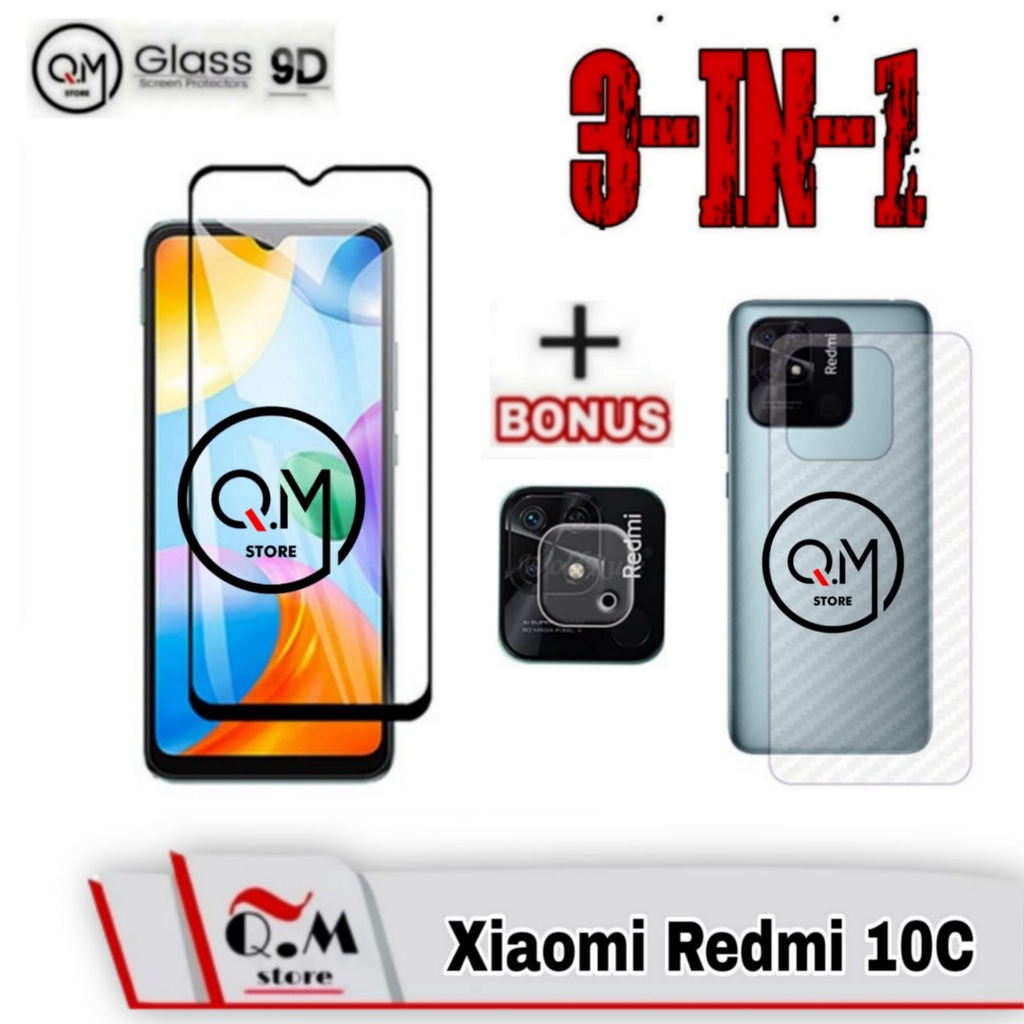 Paket 3in1 Tempered Glass Redmi 10 5G / Redmi 10C Anti Gores Pelindung Layar