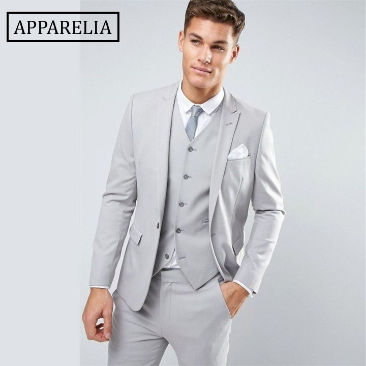 SETELAN JAS PRIA WARNA ABU MUDA SLIMFIT FORMAL 5IN1 - PREMIUM HIGH TWIST MODERN FIT SUIT GREY ORIGIN