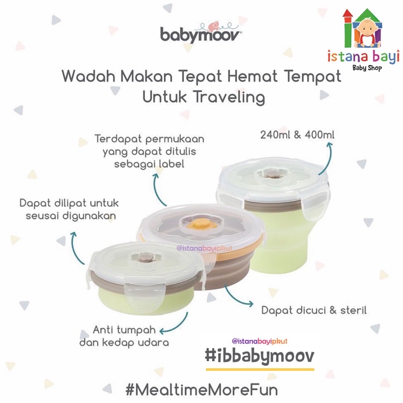 Babymoov Silicone Container 3x240ml A004404 - Tempat Makan Lipat