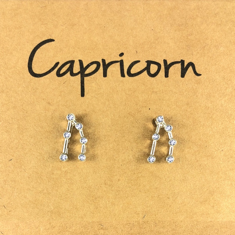 Anting Tusuk Bentuk Botol Minum Motif Zodiak Taurus Warna Goldsilver Untuk Wanita