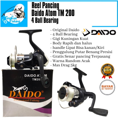 Paket Set Lengkap Pancing Reel Daido, Joran 1,5m &amp; Tas (Banyak Bonus) Kotak Kail Murah - Engkus Fishing