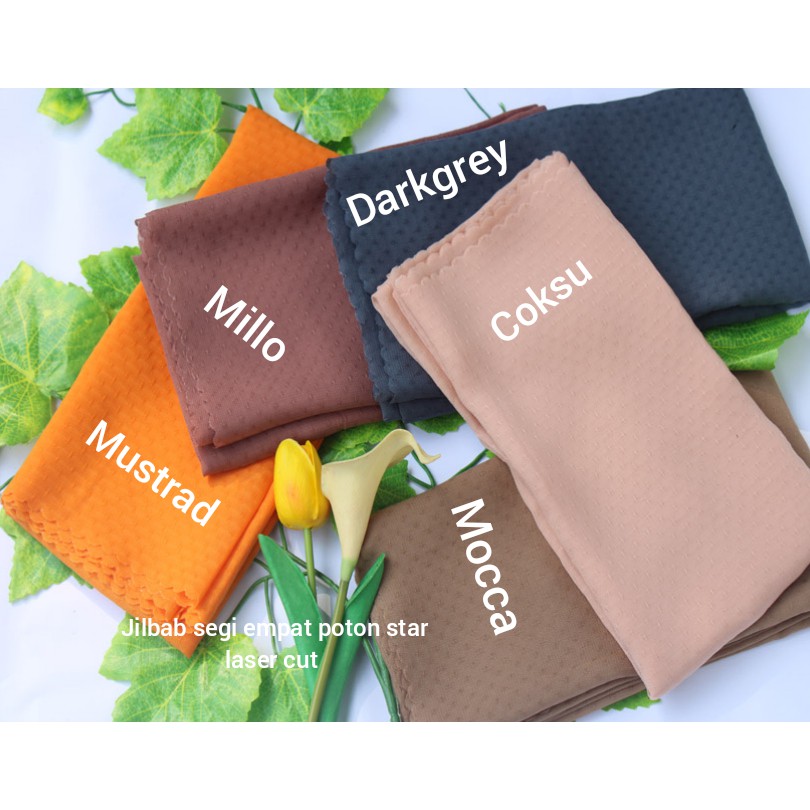 HIJAB SEGI EMPAT POTTON STARS LASERCUT