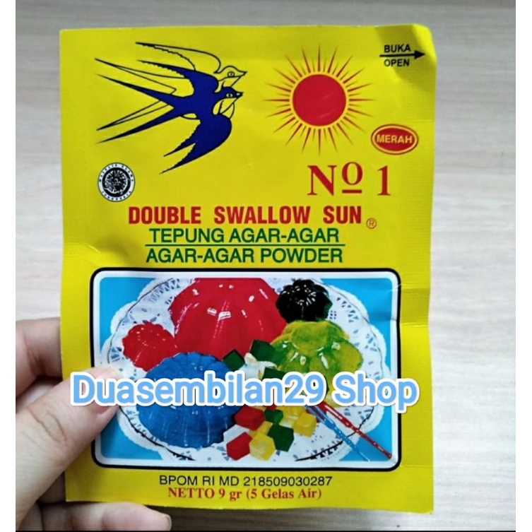 tepung agar agar powder swallow globe &amp; double swallow sun 7 gram