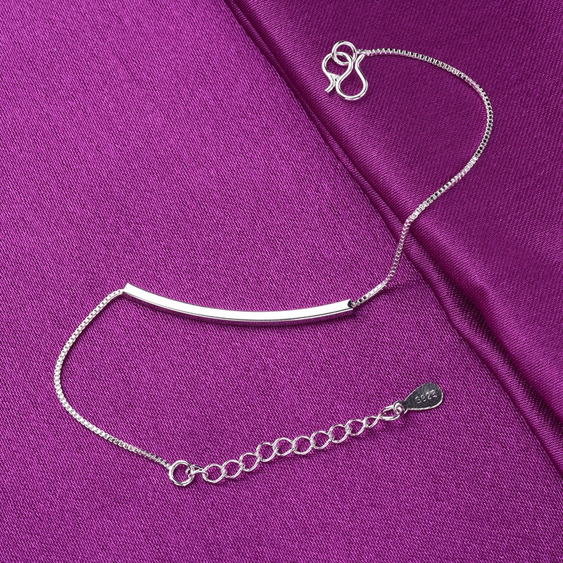 Exquisite Gelang Perak Persegi Panjang Charm Silver Rectangle Pendant Bracelet Fashion Simple Adjustable Party Bracelets Women Jewelry Accessories