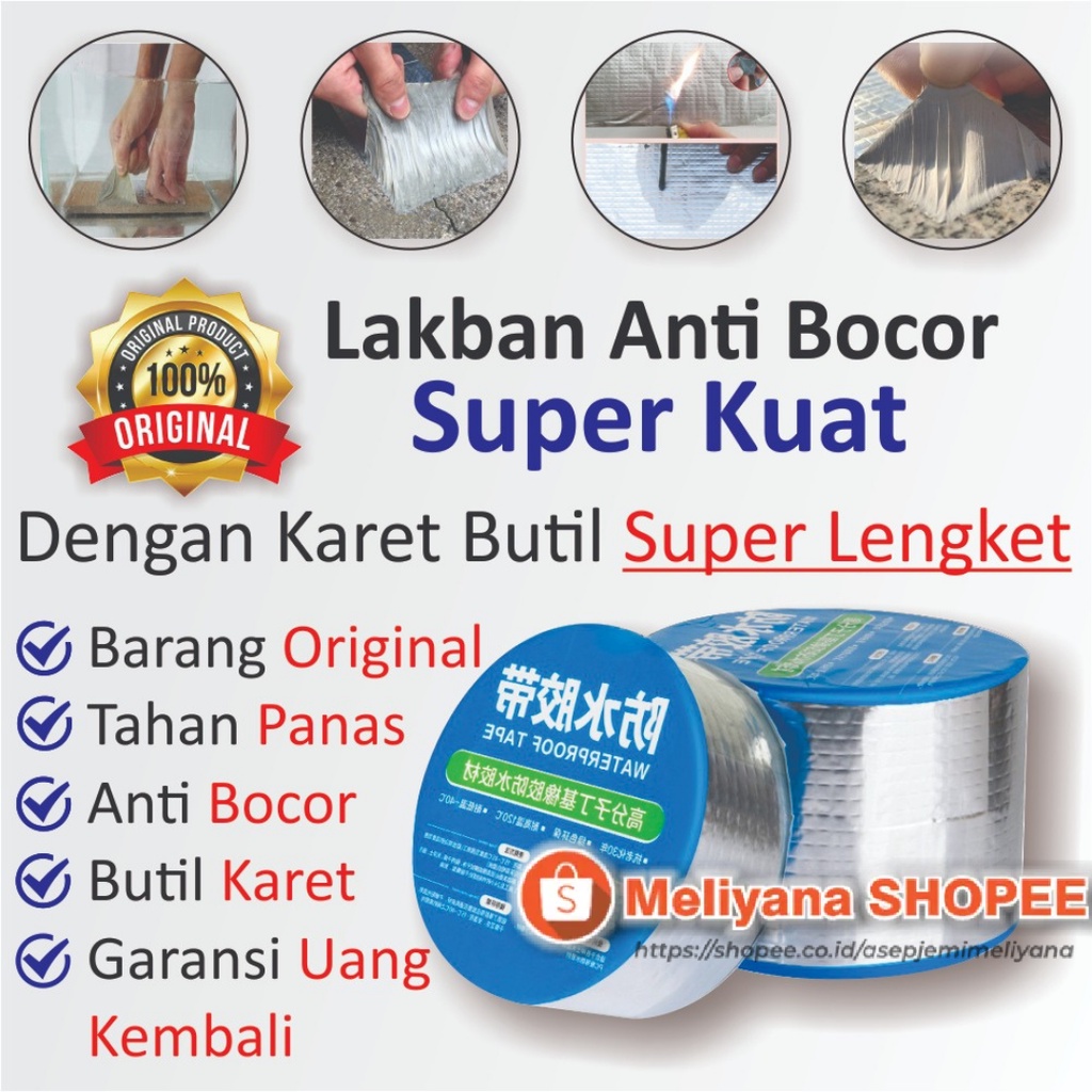 Lakban Alumunium Foil Tape Tahan Air Bocor Atap - UKURAN BESAR 10CM X 500CM