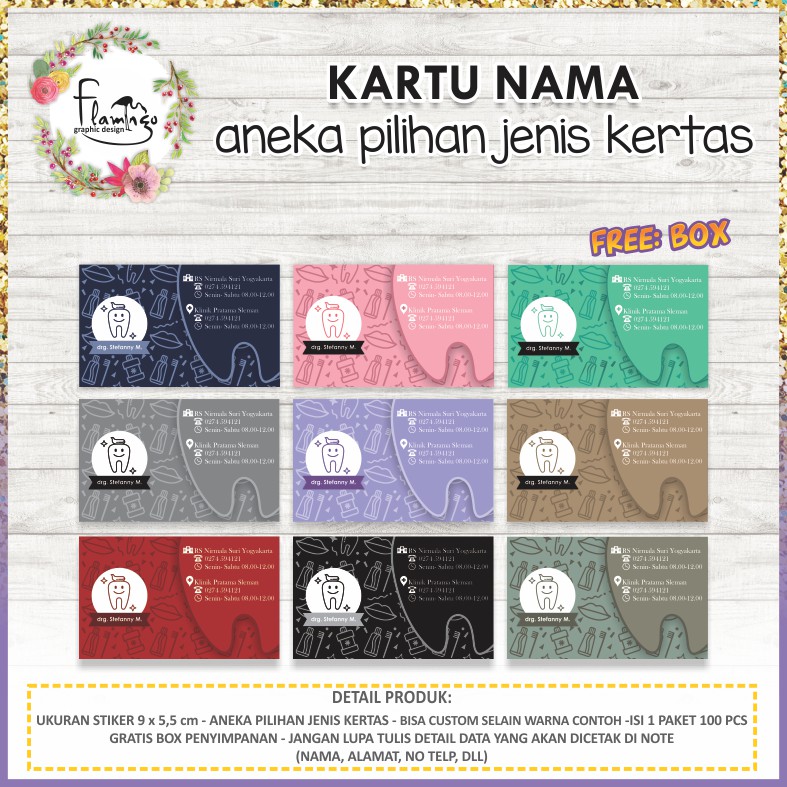 

KARTU NAMA DOKTER GIGI MOTIF 1 SISI