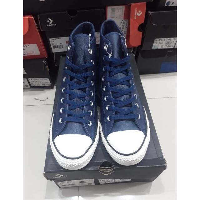 CONVERSE CHUCK TAYLOR ALL STAR HI LEATHER, NAVY, WHITE (161495C) (ORIGINAL BNIB) M635