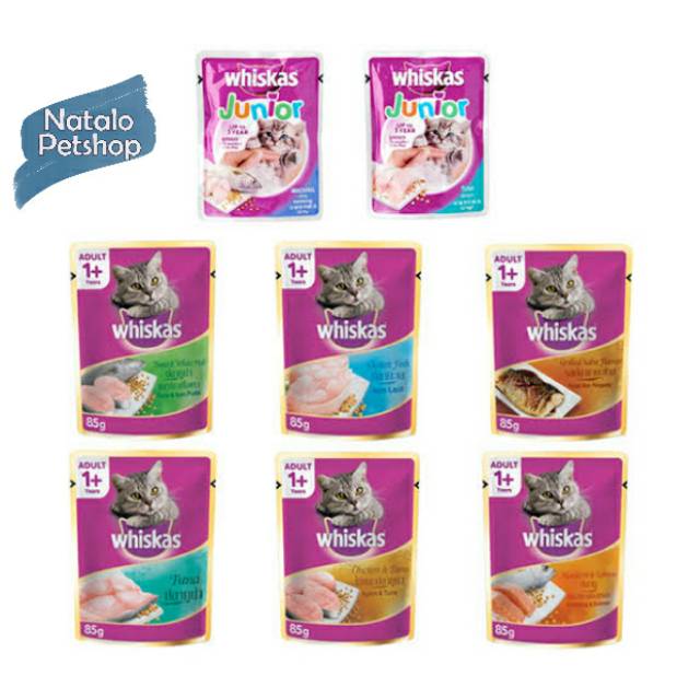 GROSIR WHISKAS POUCH 80Gr per BOX isi 24pcs / Cat Wet Food / Makanan Kucing Dus Saset Sachet