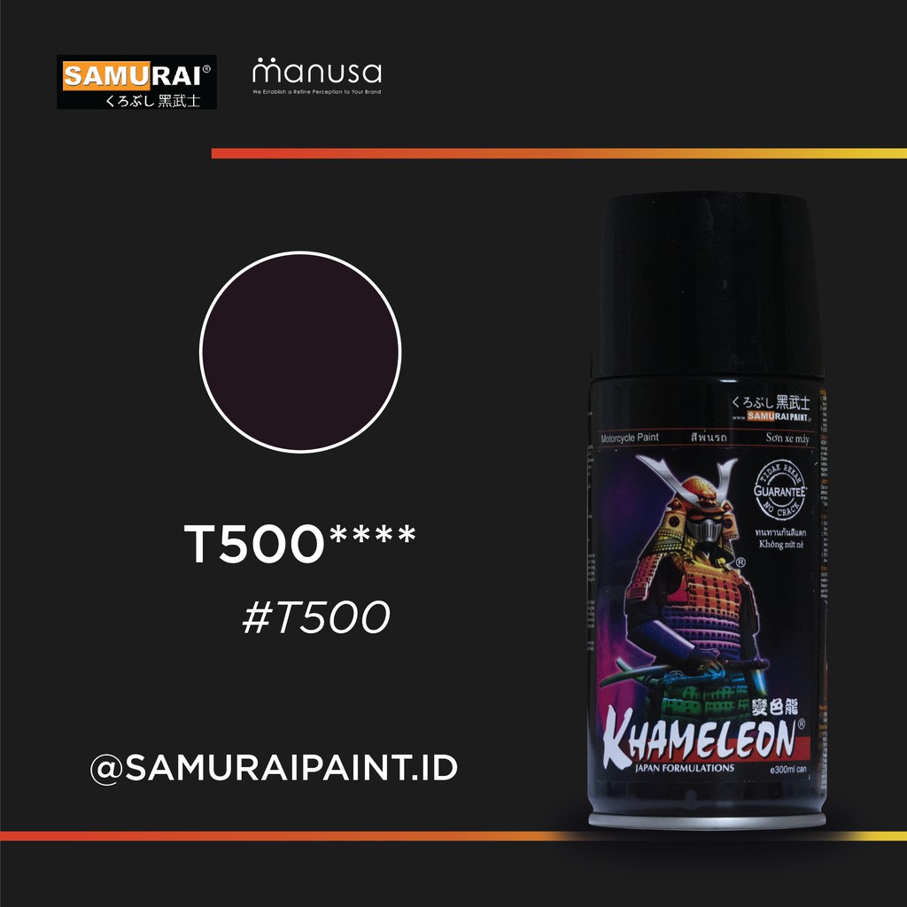 Samurai Paint Khameleon Dark Purple T500 Bunglon Ungu Tua T500 Cat Aerosol Kualitas Kompresor