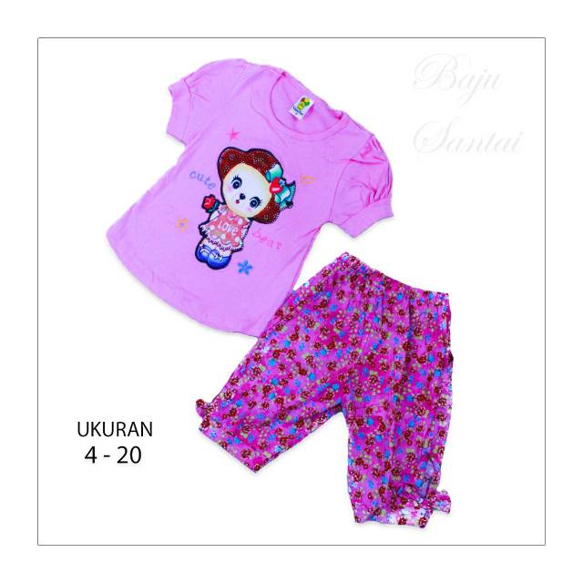 Setelan fashion baju anak perempuan motif cute bear (sr.230)