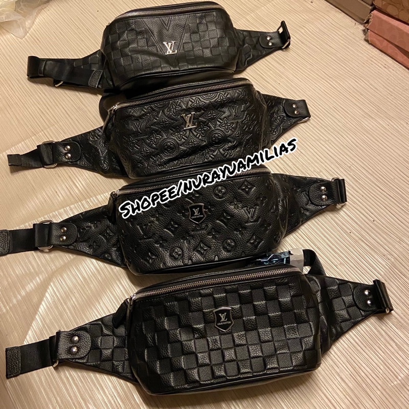 Tas selempang lv Kulit asli import waistbag pria waist bag kulit asli branded