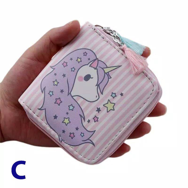 Dompet Unicorn Anak Perempuan aksesori Anak Dompet Karakter Warna Pink Kado Anak Unik