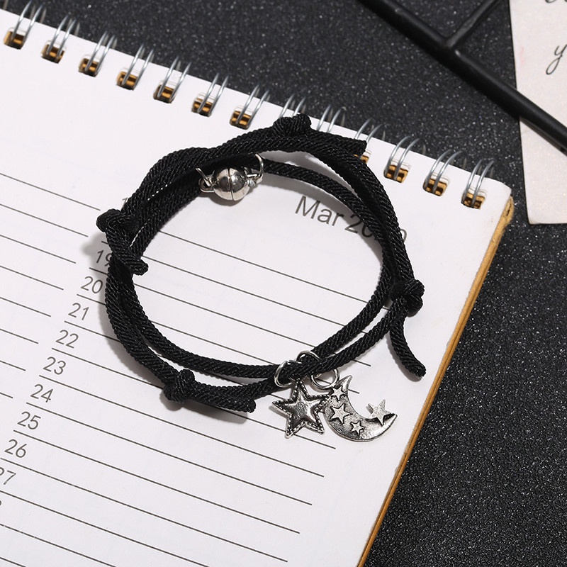 AZ085 【Barang spot 】2Pcs set Gelang Couple Magnet Adjustable Creative Braid Rope Bracelet Friendship Gelang Tali Attract Bracelets Wrist Jewelry