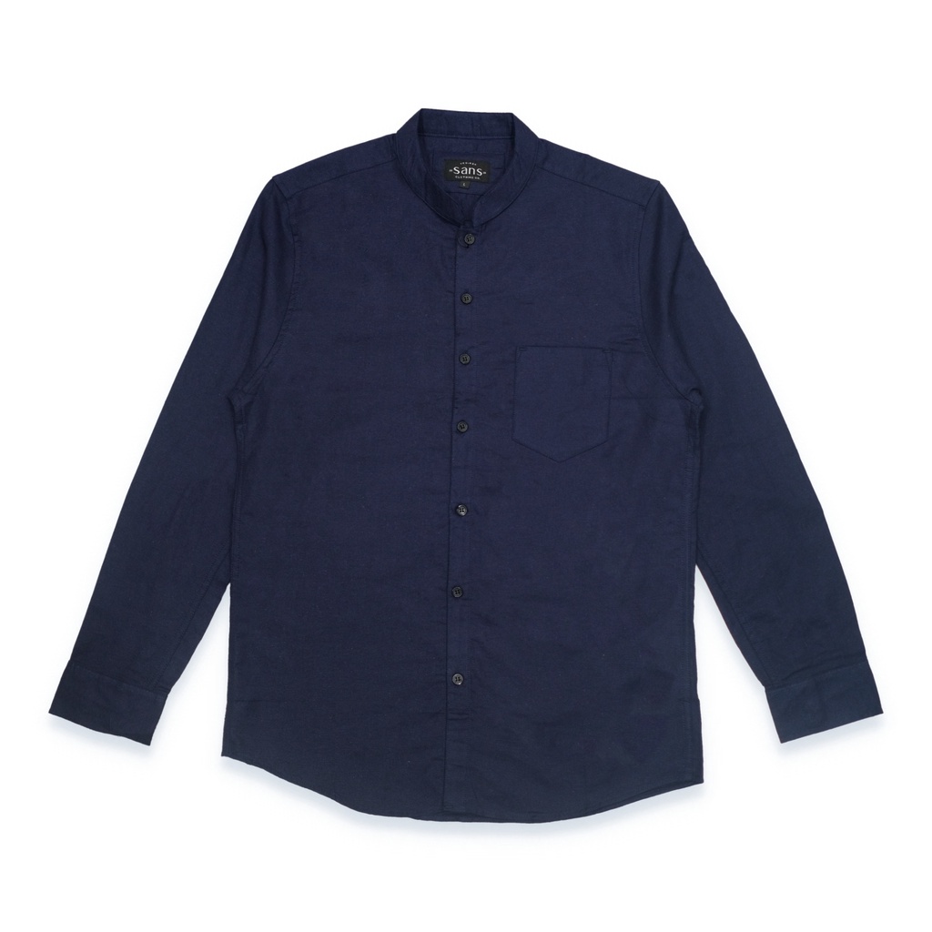 SANVANINA Kemeja Polos Panjang Shanghai Biru Dongker Kareem Navy - E-1414D