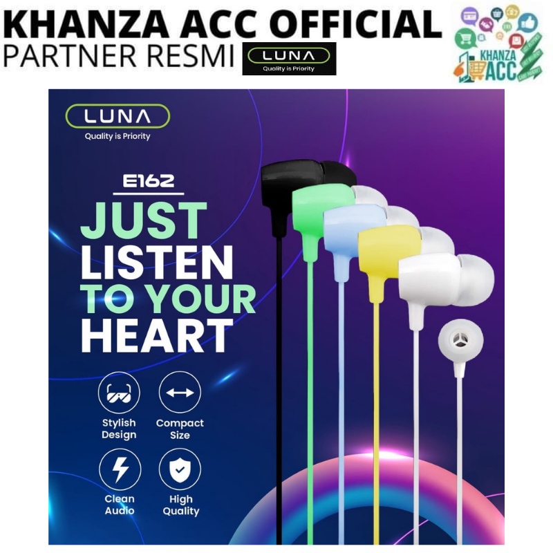 KHANZAACC Earphone LUNA E162 Wired Headset Super Bass In-Ear Original Murah