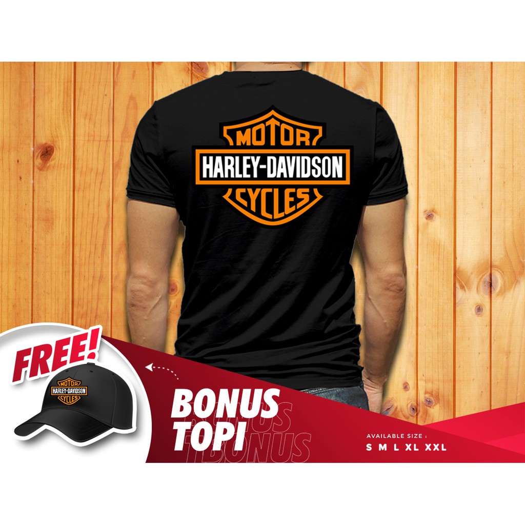 KAOS DISTRO TERBARU HARLEY DAVIDSON ORANGE PUTIH