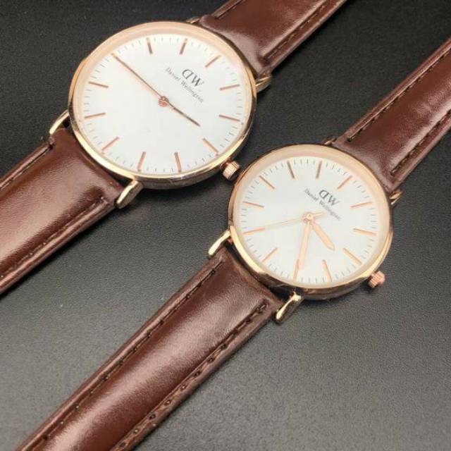 Jam tangan comple pria wanita DW tali kulit