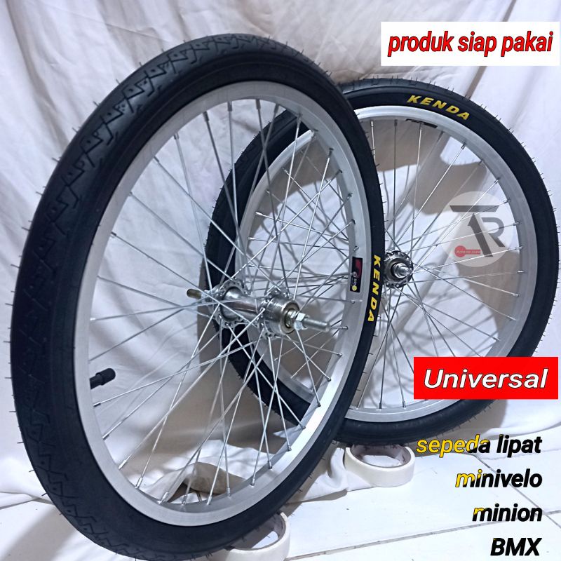 Roda sepeda 20 x 1.75 siap pakai cocok untuk semua sepeda lipat bmx minion 20 in