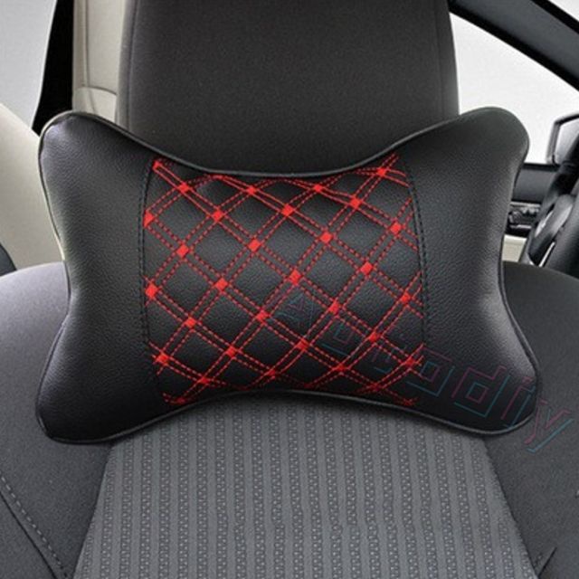 1pc Bantal Sandaran Kepala / Leher Bahan Kulit Imitasi Microfiber Untuk Mobil