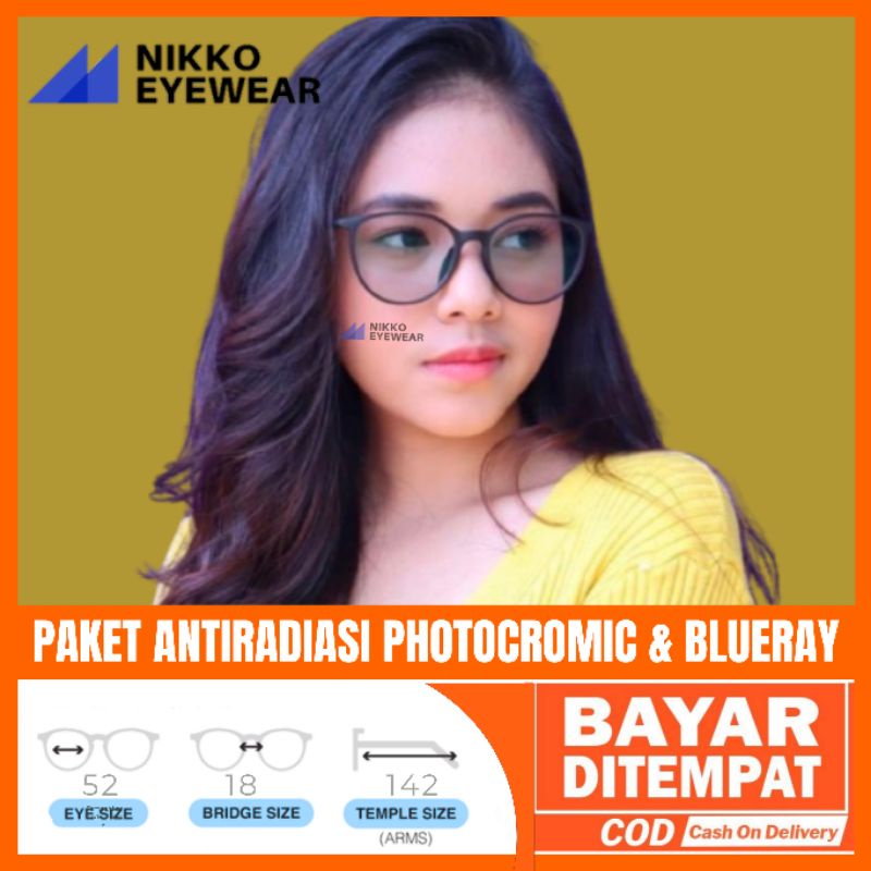 Paket Kacamata 8091 Lensa Antiradiasi Photocromic Blueray