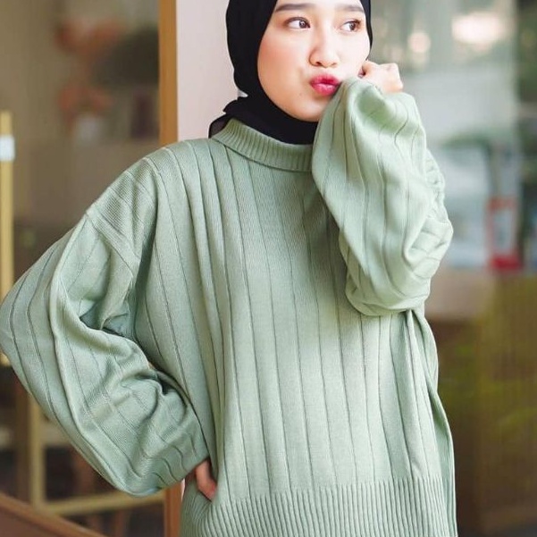 VIBSWEATER TURTLENECK JOVANKA RAJUT OUTER WEAR/SWEATER RAJUT JOVANKA PREMIUM TEBAL/ATASAN RAJUT WANITA TANGAN BALON