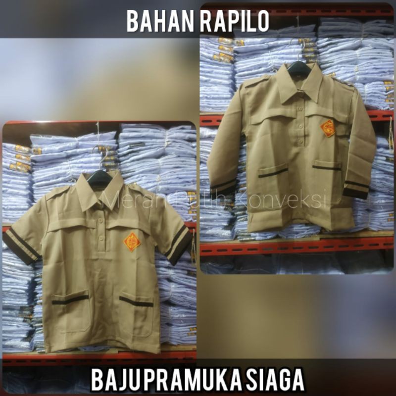 Baju Pramuka Siaga Pakai Bis Putra &amp; Putri Bahan Rapilo Lengan Pendek &amp; Panjang