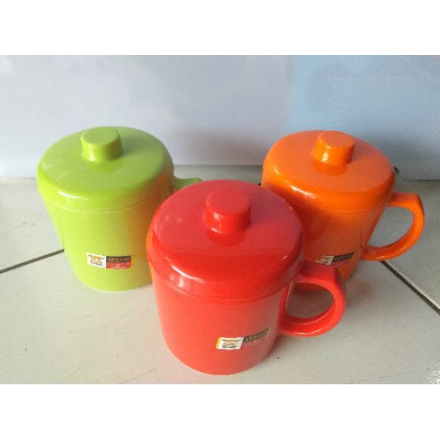 Mug Gelas Cangkir Melamin Tutup