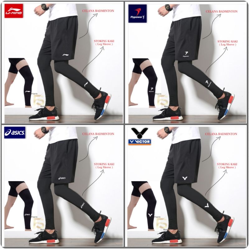 Setelan celana pendek stocking badminton manset kaki voli celana pendek olahraga pria - bawahan olah