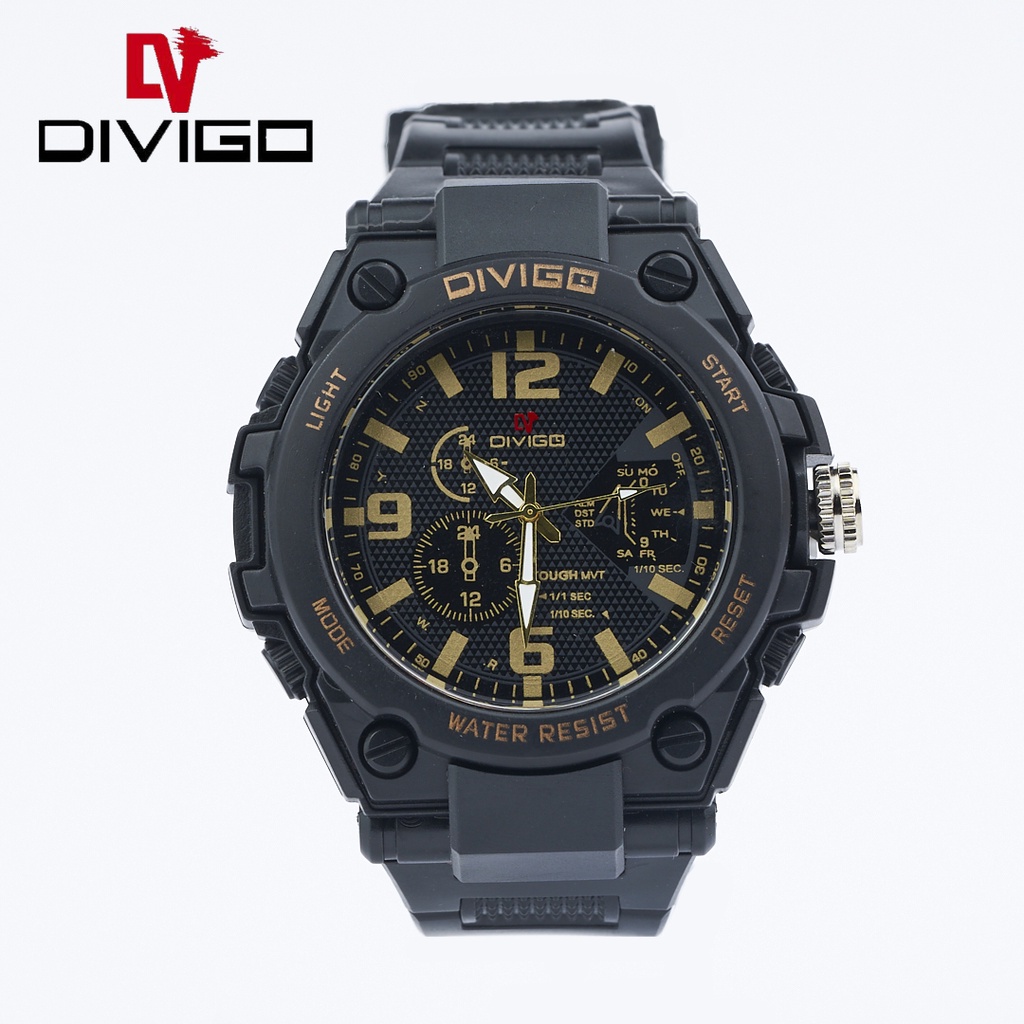 Bisa COD - Jam Tangan Pria Divigo Analog Sport Strab Rubber Water Resist D-22