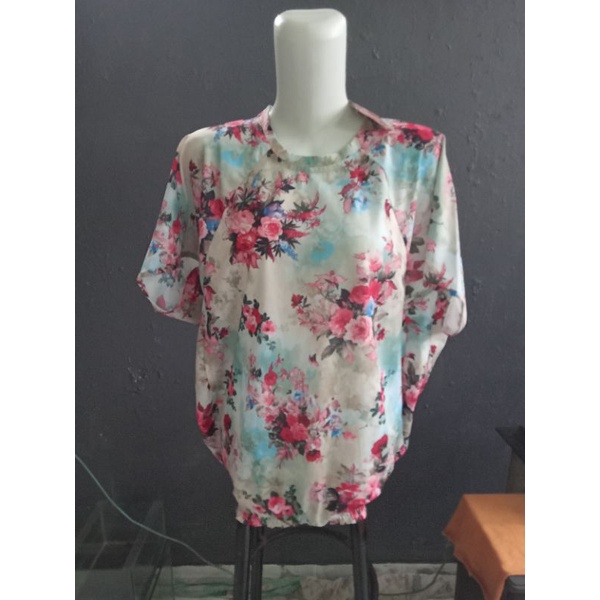 Promo TANPA TAG LABEL Baju Blouse Wanita Triset Ori Bunga Size L Dan S