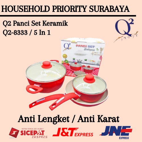 Panci Set Keramik Panci dan Wajan Serbaguna 5Pcs Q2-8333 / Q2 8333